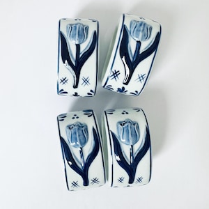 Delft Napkin Rings  Vintage Porcelain Napkin Holders, Serviette Rings
