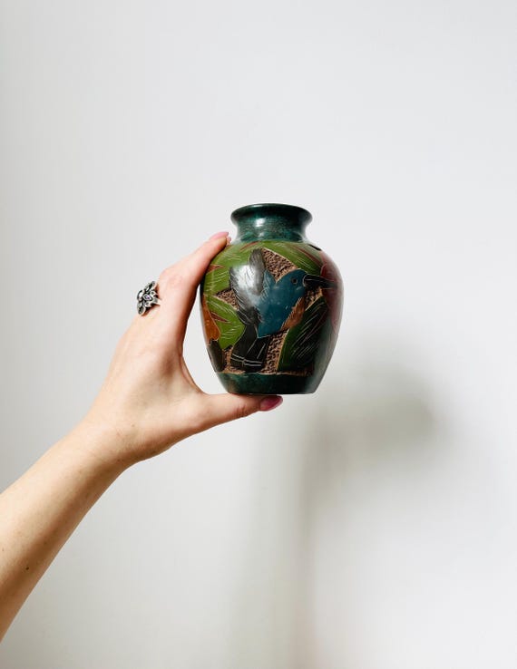 ニカラグア製 鳥の絵柄 陶器花瓶 ニカラグア製 鳥の絵柄 陶器花瓶 【公式通販】