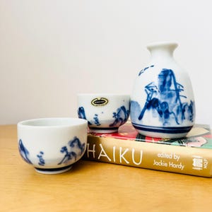Japanese Sake Set, Hand-painted Sake Set, Two Cups