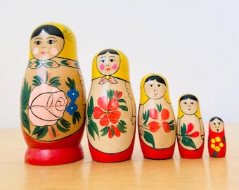 こけし人形、木製手描きの日本人形、赤こけし人形 - Etsy 日本