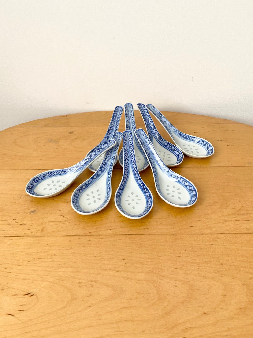 Chinese Soup Spoons Rice Grain Porcelain Spoons Asian Etsy
