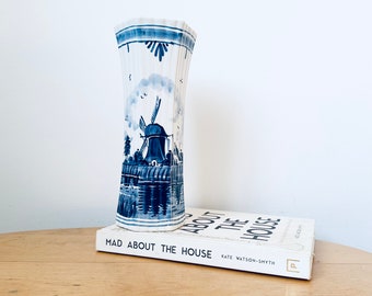 vase Delft vintage, vase peint à la main, vase bleu et blanc hollandais