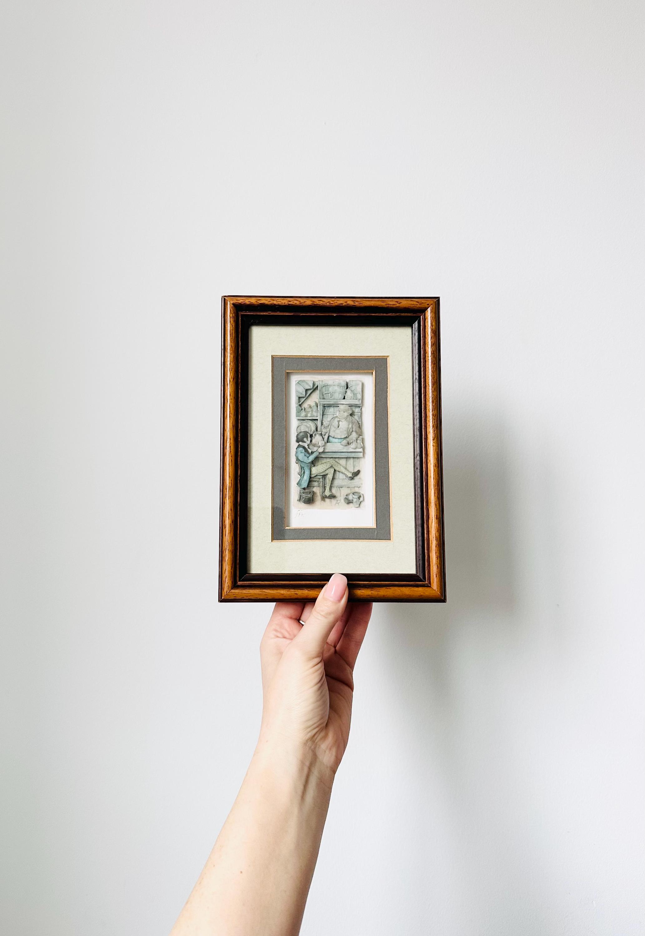 Rare Vintage Framed 3D Decoupage Framed Print, Anton Pieck Paper 