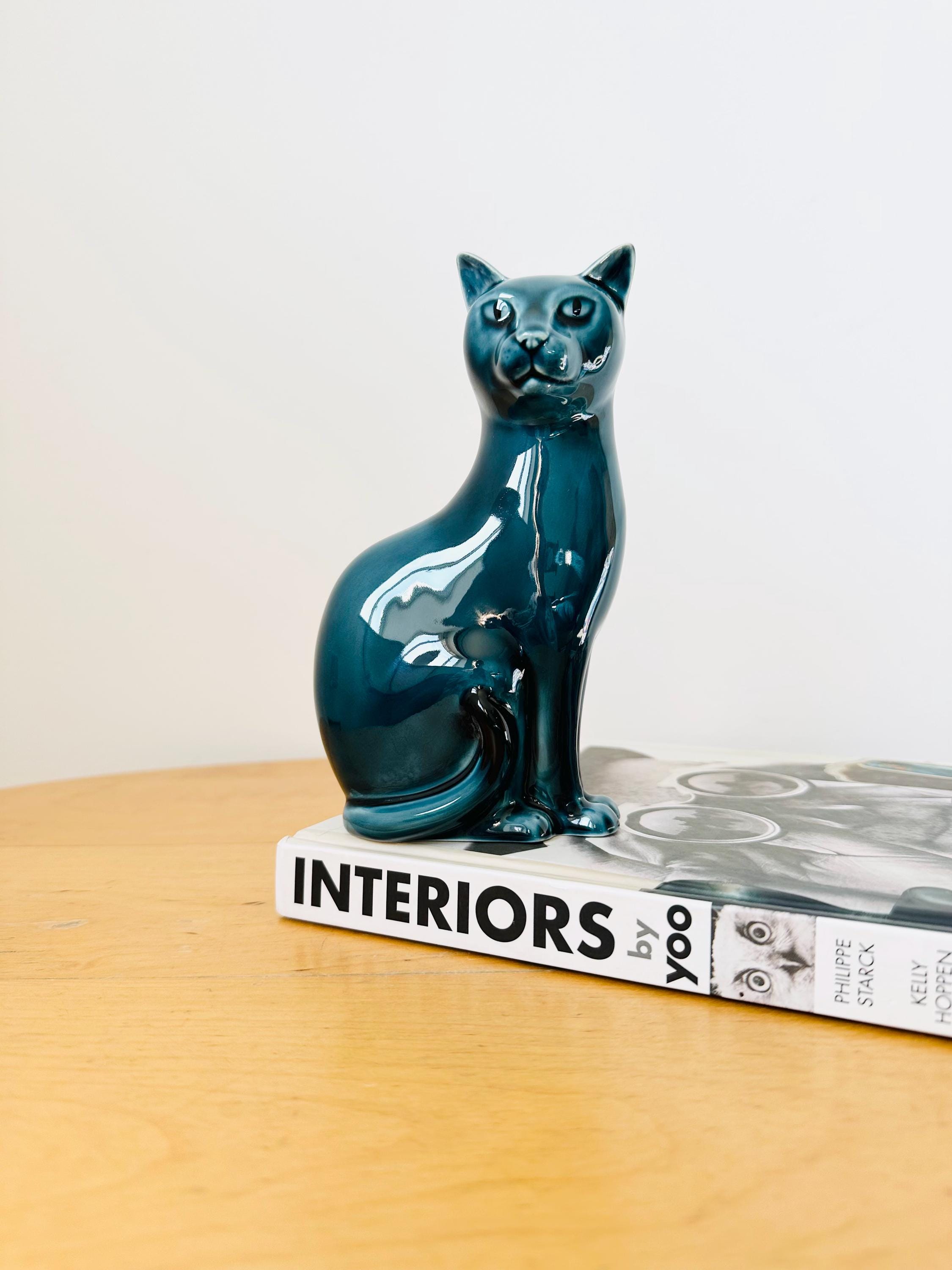 Poole Pottery Cat, Blue Cat Figurine, Retro Cat Figurine, Gift for Poole Pottery Cat, Blue Cat Figurine, Retro Cat Figurine, Gift for