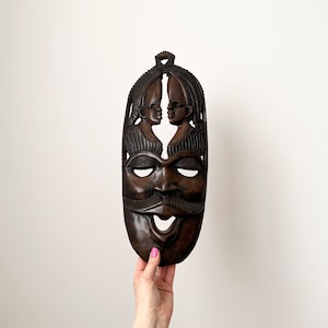 Vintage African Wood Carving Wall Hanging, Woman And Man Wall Plaque, Wall Hanging, African Art, Tribal Art