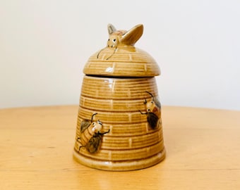 Vintage honingpot, Presingoll-aardewerk bijenkorfvormige aardewerkpot, bijenkorfhoningpot