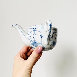 Antique German Tettau Blue and White Porcelain Cup, Drinking Cup, Baby Feeder, Invalid Cup