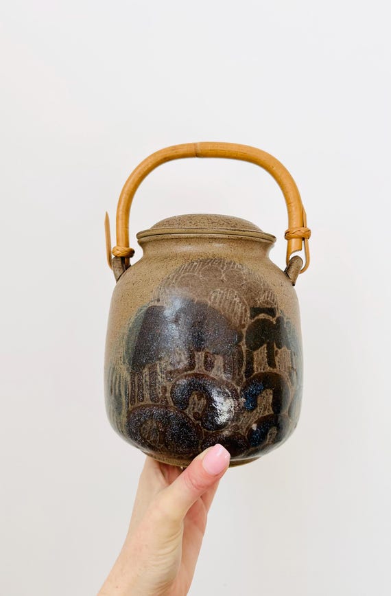 Vintage Diana Worthy Crich Pottery Handmade Pottery Biscuit Barrel