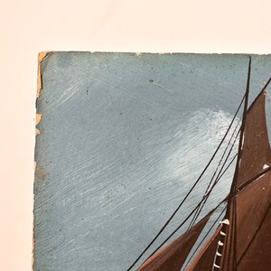 Peinture acrylique sans cadre, bateau à voile, peinture nautique, Art original image 5