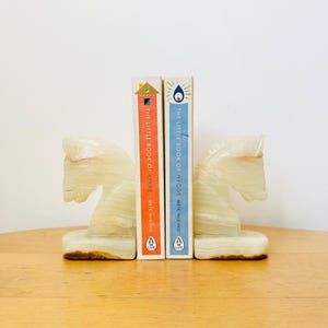 Vintage Mexican Onyx Bookends, Pair of Horse Bookends, Bookshelf Decor