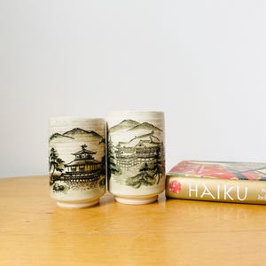 Conjunto de xícaras de chá Yunomi do Templo Kiyomizu-yaki, xícaras para marido e mulher, xícaras de chá pintadas à mão, xícaras japonesas sem alças