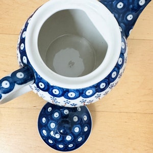 Boleslawiec Pottery Teapot, Hand Painted Teapot, Floral Design, Polish Pottery image 7
