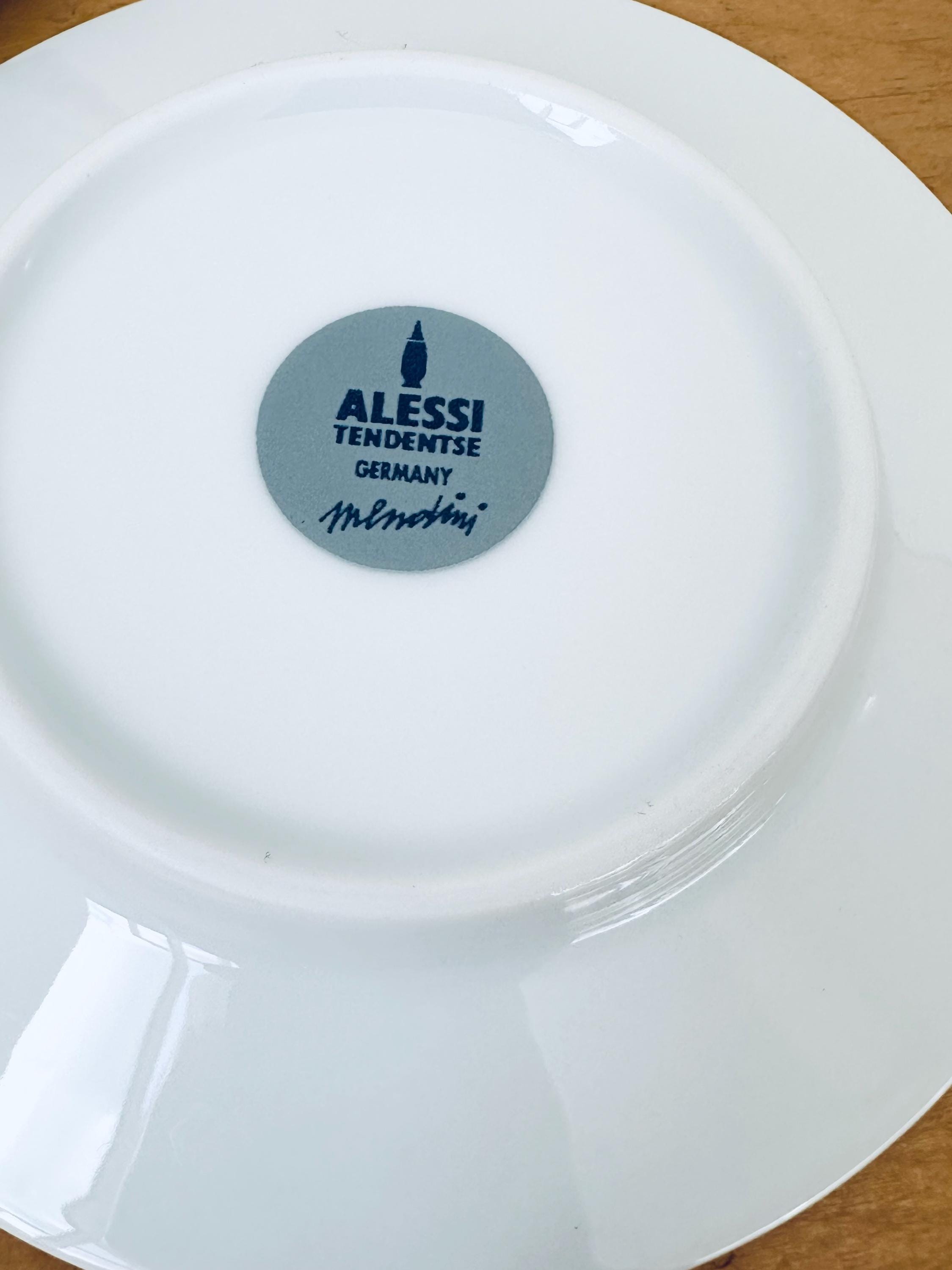 Vintage Alessi Tendentse Germany Porcelain Espresso Cup and Saucer