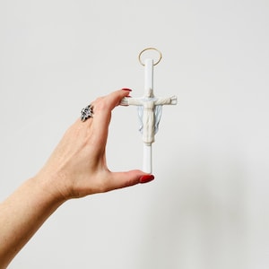 Porcelain Risen Christ Crucifix, Ceramic Wall Cross, Religious Gift, Small Cross