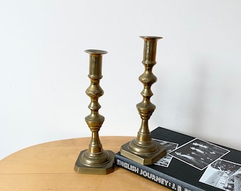 Antique Pair of Brass Candlestick Holders, Paid of Candle Holder, Rustic Home Decor