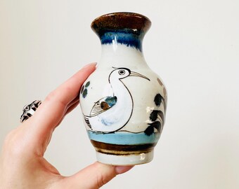 トナラ ケン エドワーズ 鳥型花瓶、メキシコ陶器花瓶、手描き花瓶