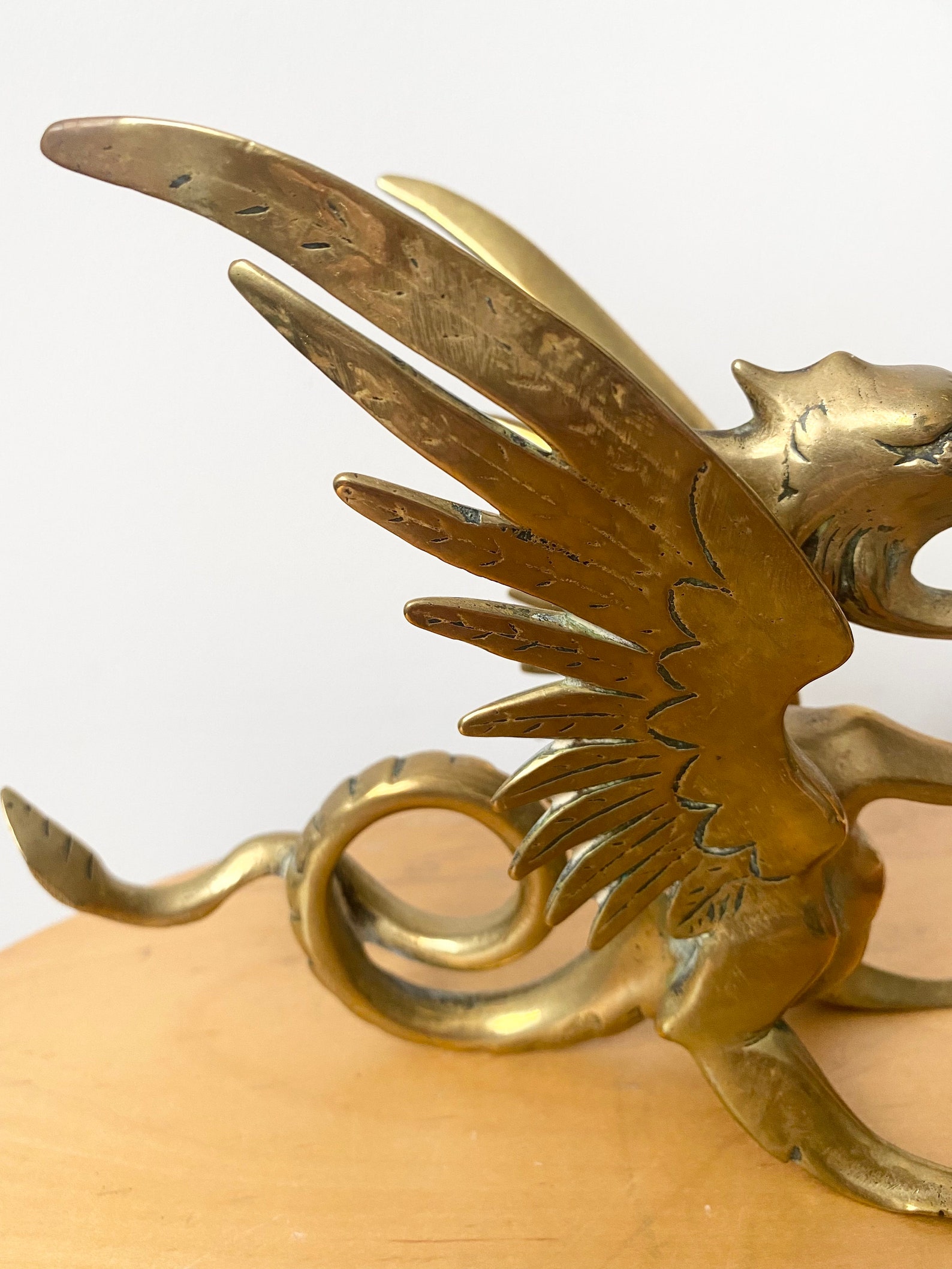 Antique Brass Dragon Candle Holders Pair of Phoenix Candle Etsy