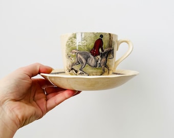 Fox Hunting Scene Cup and Saucer, Large Cup And Saucer, Royal Worcester Palisy