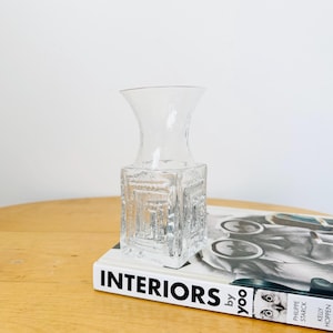 Dartington Greek Key Clear Glass Vase, Frank Thrower, Pattern FT58.