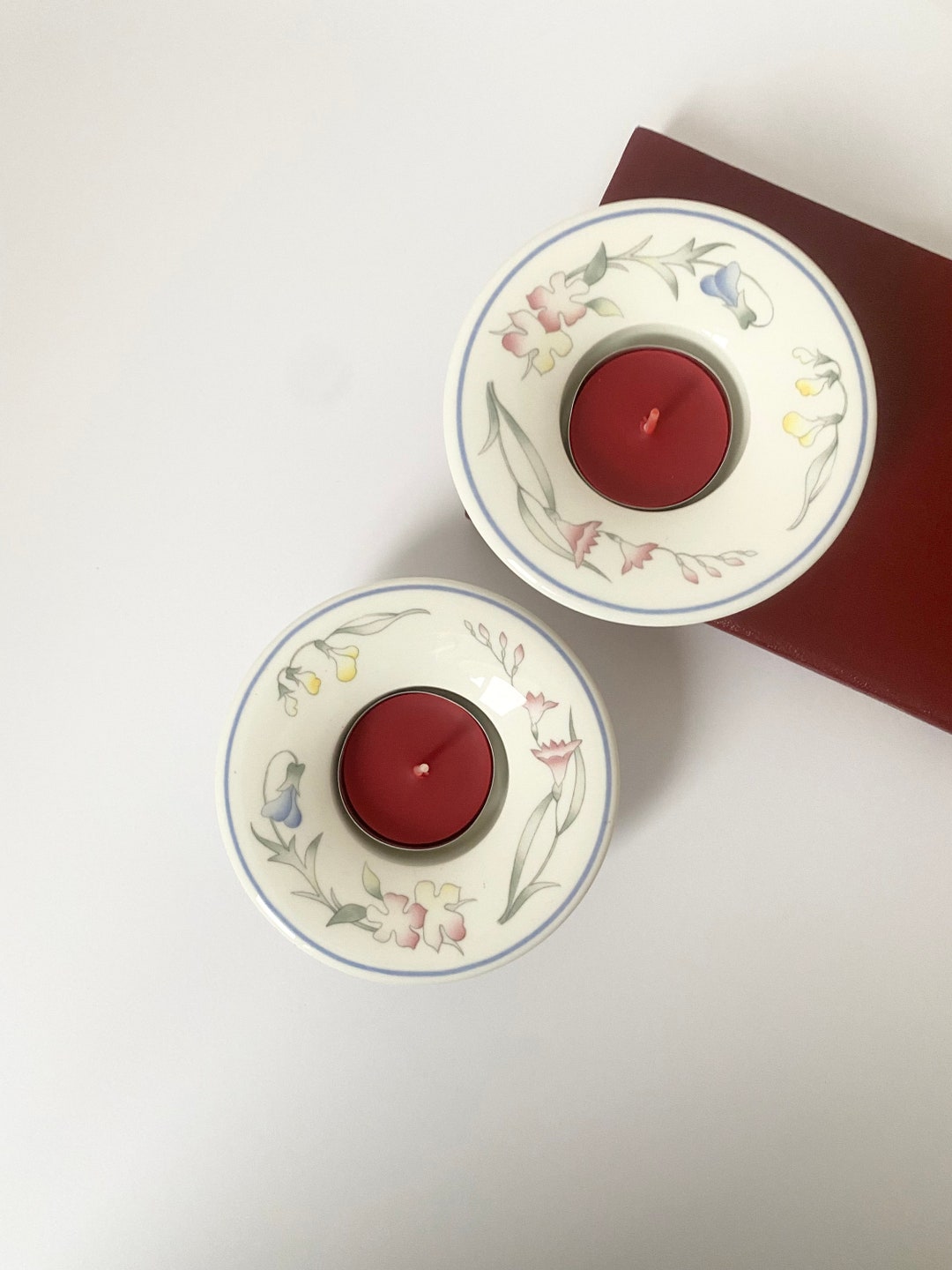 Villeroy and Boch Tea Light Holders, Pair of Candle Holders, Floral