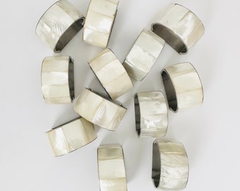 Vintage mother of pearl napkin rings, Set of 12 napkin holders