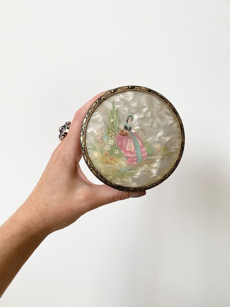 Antique Crystal Glass Trinket Box, Jewellery Trinket, Dressing Table