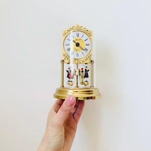 Vintage Windup Schmid German Dome Anniversary Clock Dancing Figures Oktoberfest