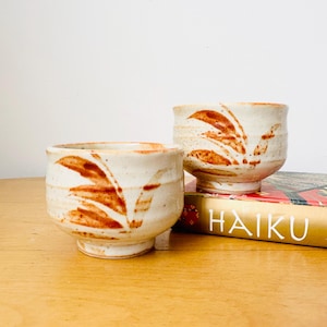 Handmade Pottery Japanese Teacup, Chawan, Matcha Cup, Green Teacup, Handless Teacup
