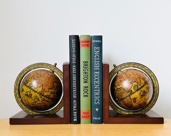 Vintage World Globe Bookends, Bookshelf Decor