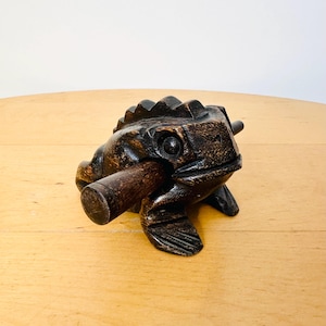 Guiro Croaking Wooden Frog With Mallet, Musical Instrument Sound Block, Wooden Frog Instrument