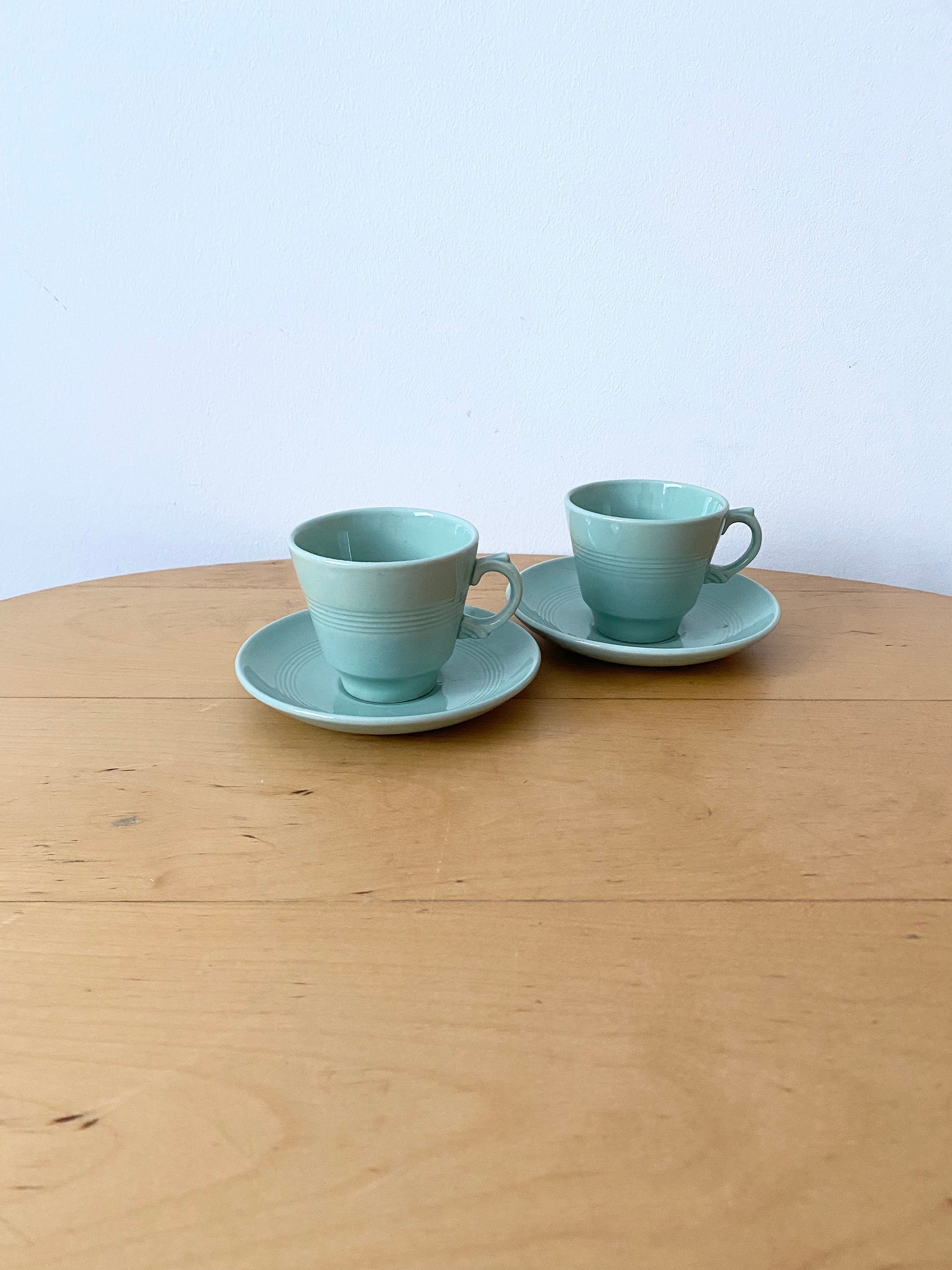 CLASGLAZ 6oz Ceramic Espresso Cups with Wooden Handle, Small  Coffee Cups for Latte Cappuccino, Tea Cups Set of 4: Espresso Cups