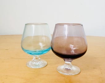 Set of 2 Mini Brandy Snifters, Shot Glasses, Little Cognac Glasses