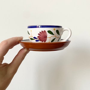 Terracotta Tasse A Cafe, Coffee Cups, Espresso Cups and Saucers, Hand-painted Coffee Cups, Set of 2 Cups image 10