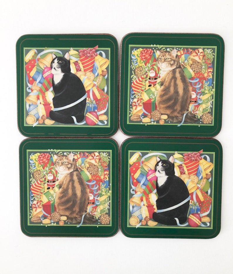 Pimpernel Coasters Cats Design Coasters Vintage Christmas Coasters Set Of 4 Coasters Gift For Cat Lovers