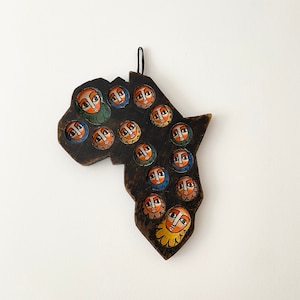 Placa de pared africana, mapa de África, colgante de pared pintado a mano, arte africano, arte tribal