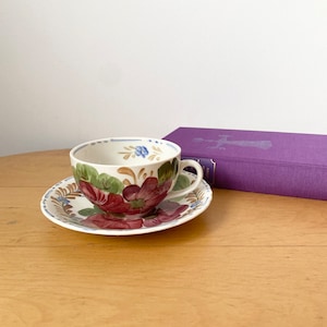 Rare Belle Fiore Simpsons Potters Tea Cup and Saucer, Hand-painted Tea Cup, 1940's