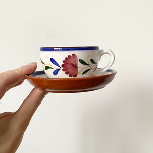 Terracotta Tasse A Cafe, Coffee Cups, Espresso Cups and Saucers, Hand-painted Coffee Cups, Set of 2 Cups image 2