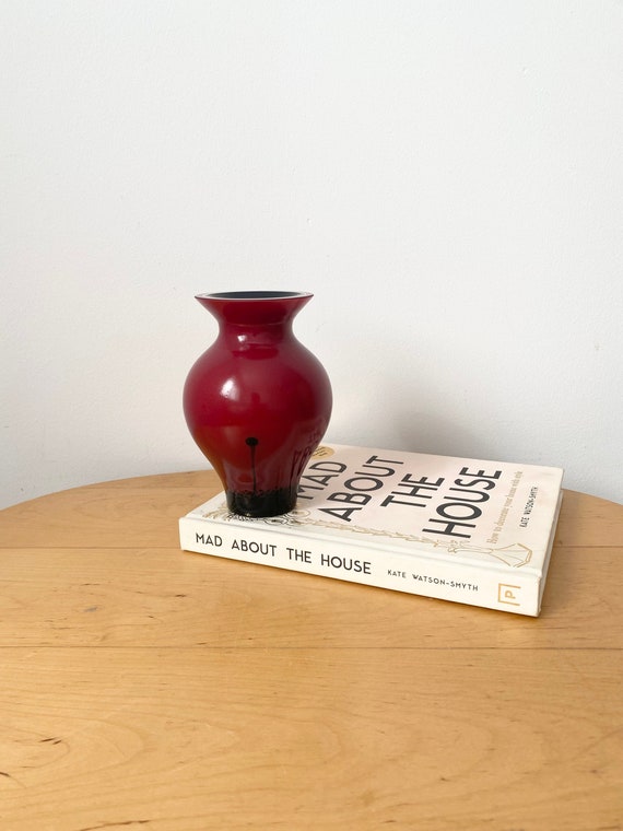 Caithness 'ebony' Flame Glass Vase Scottish Art Glass Etsy UK