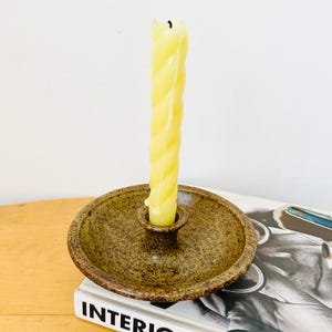 Handmade Pottery Candlestick Holder, Brown Pottery Candle Holder