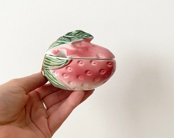 Small Strawberry Pot, Hand-painted Pot, Marmalade Pot, Vintage Tableware