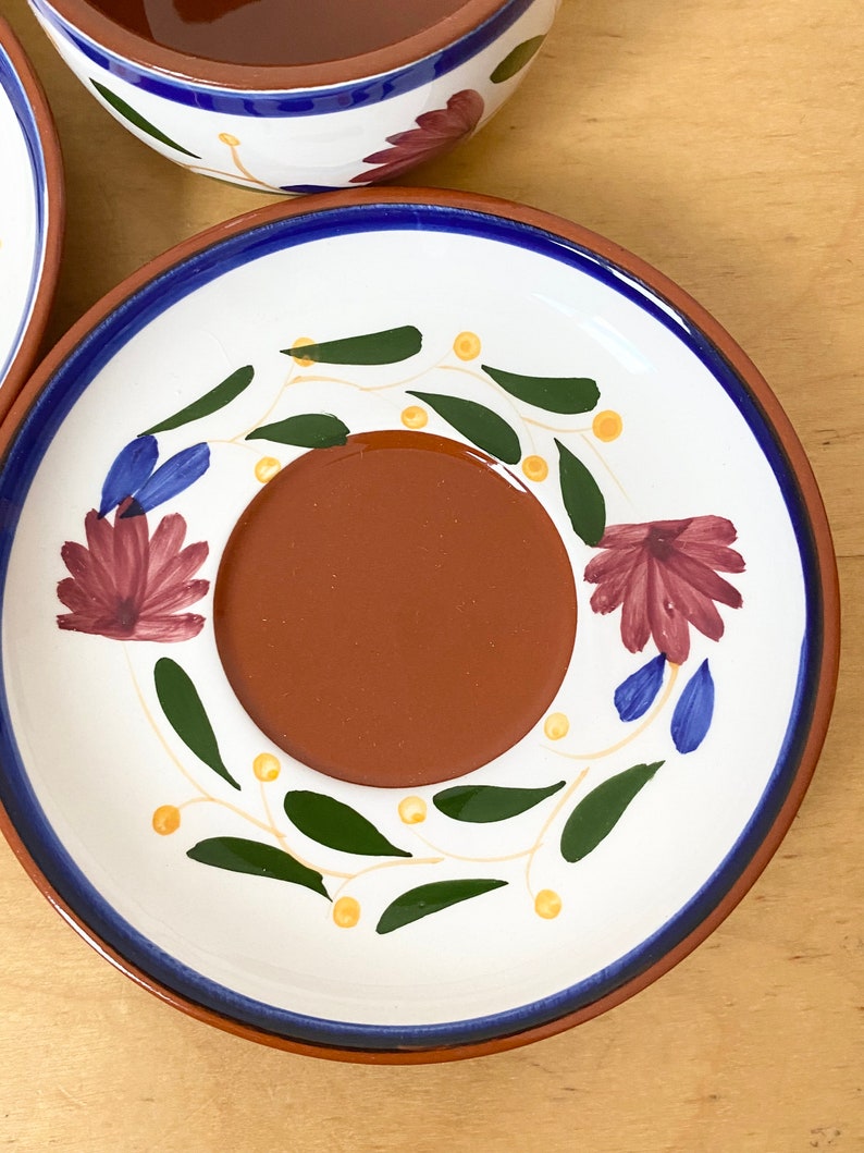 Terracotta Tasse A Cafe, Coffee Cups, Espresso Cups and Saucers, Hand-painted Coffee Cups, Set of 2 Cups image 6