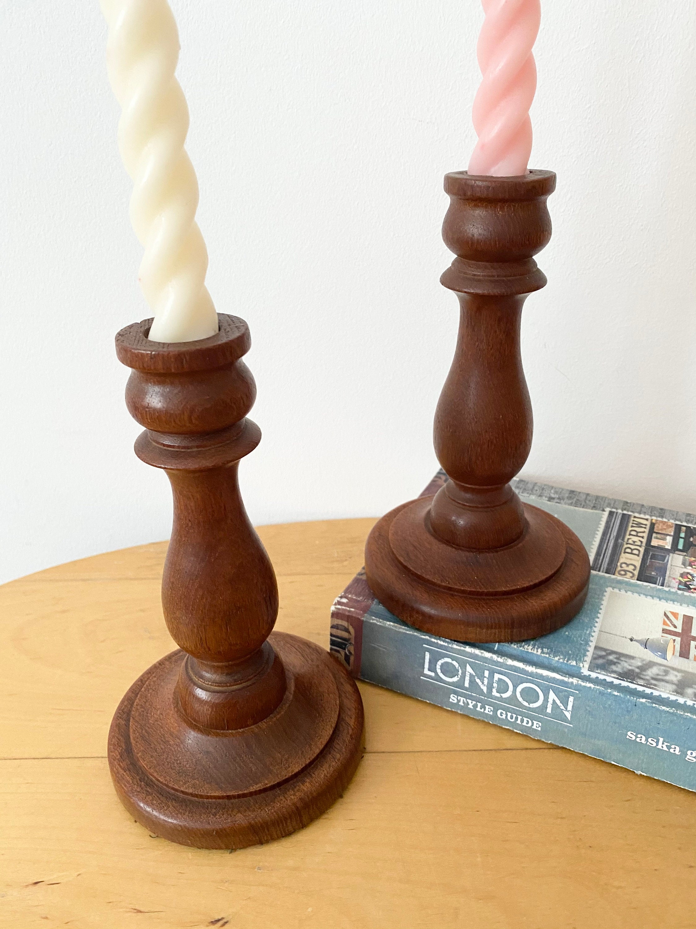Pair of Vintage Wooden Candlestick Holders -  Canada