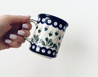 ヴィンテージ ヴウォツワヴェク ポーランド陶器 プレート：青い花柄