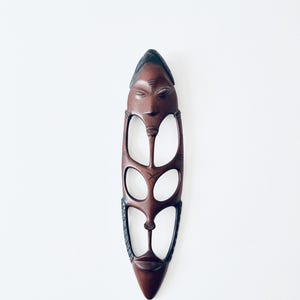 Vintage Hand-carved African Wall Mask, Large Wooden Hand Craved Hanging, African Wall Decor, Tribal Art