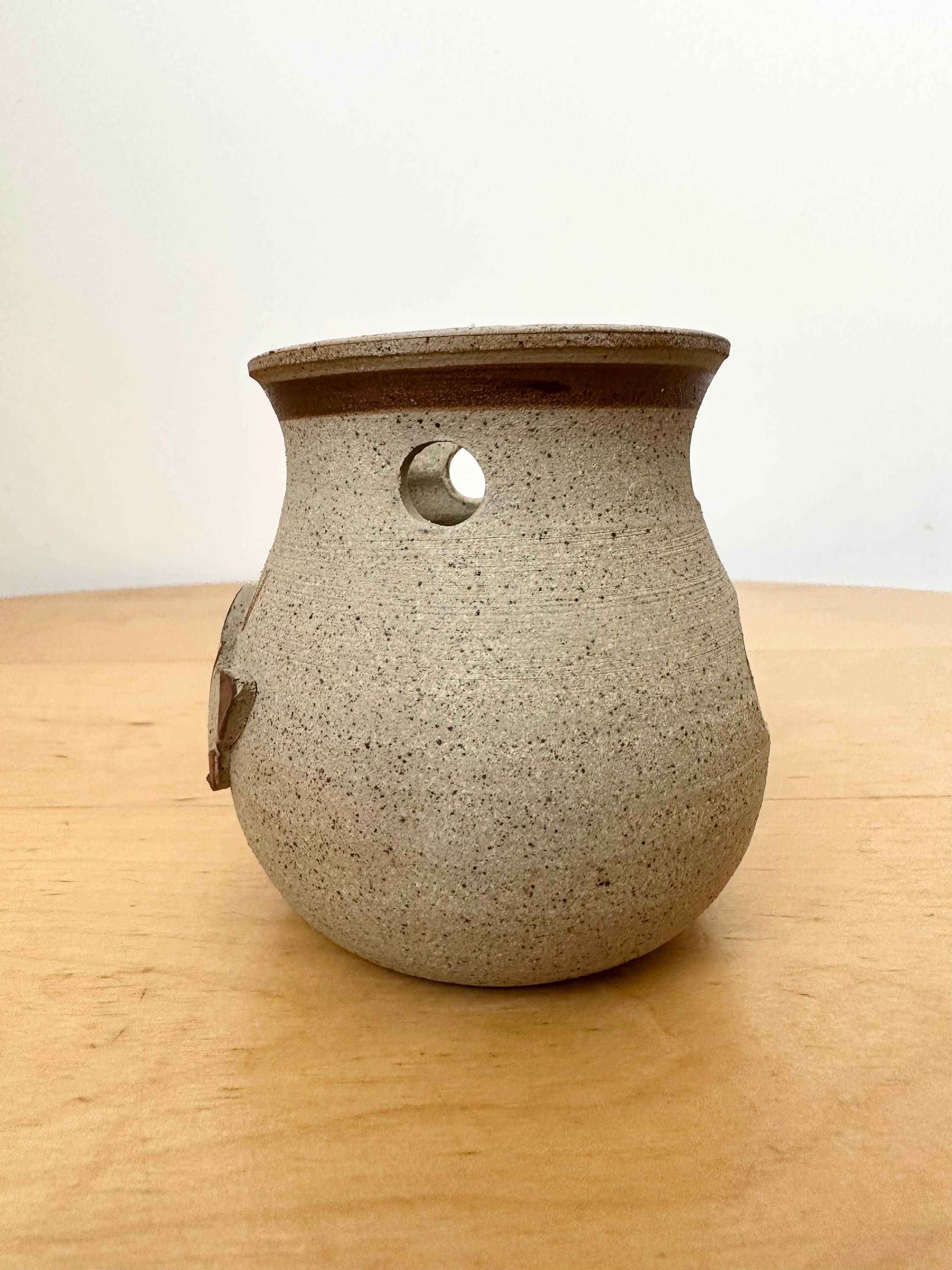 手作り陶器キャンドルホルダー、プレシンゴル陶器、コーンウォール