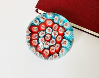 Small Glass Paperweight, Millefiori paperweight, Decorative Glass
