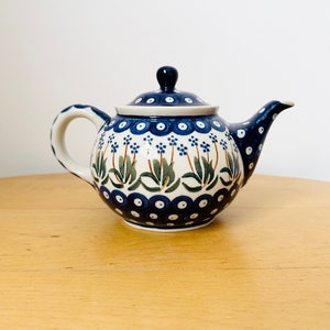 Boleslawiec Pottery Teapot, Hand Painted Teapot, Floral Design, Polish Pottery image 2