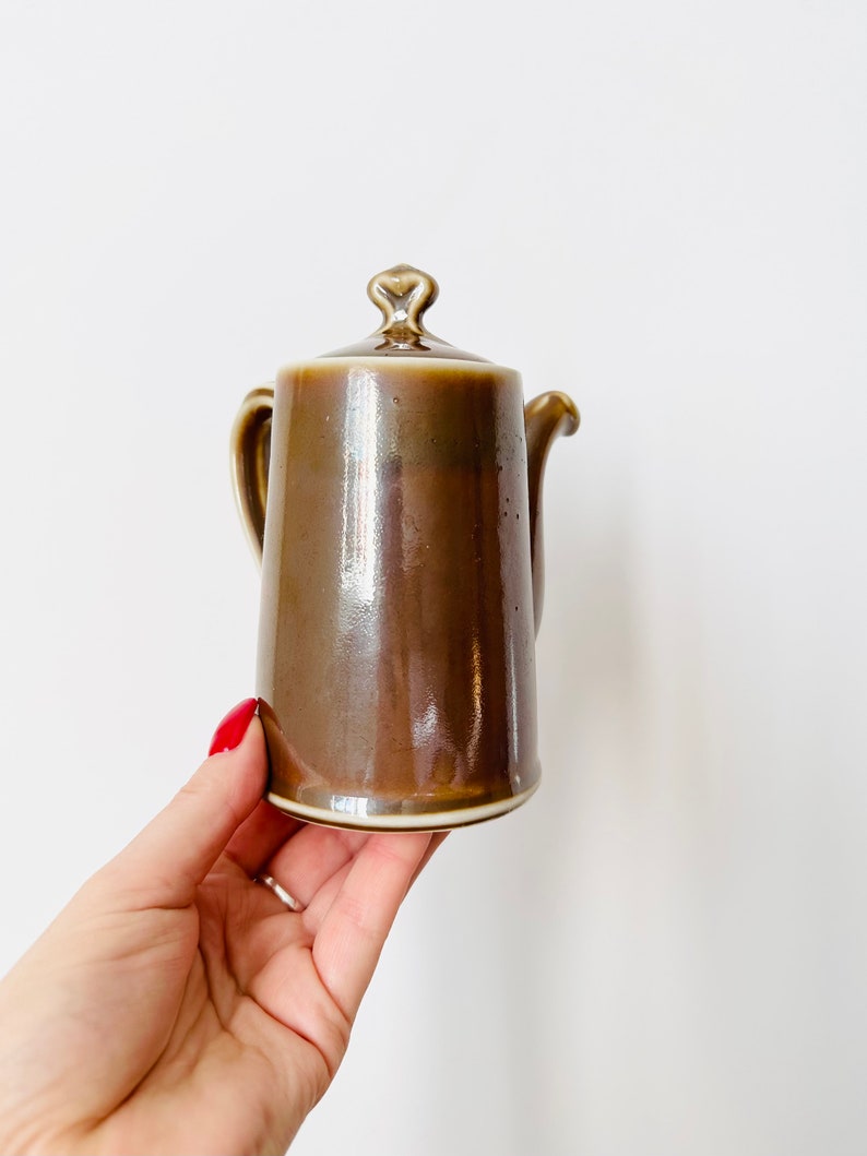 Pilivite Brown Luster Porcelain Coffee Pot, Pillivuy Coffee Jug, Brown Pot, French Coffee Pot image 4