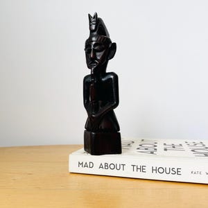 Vintage Wood Sculpture, Man With Pipe, Tribal Art