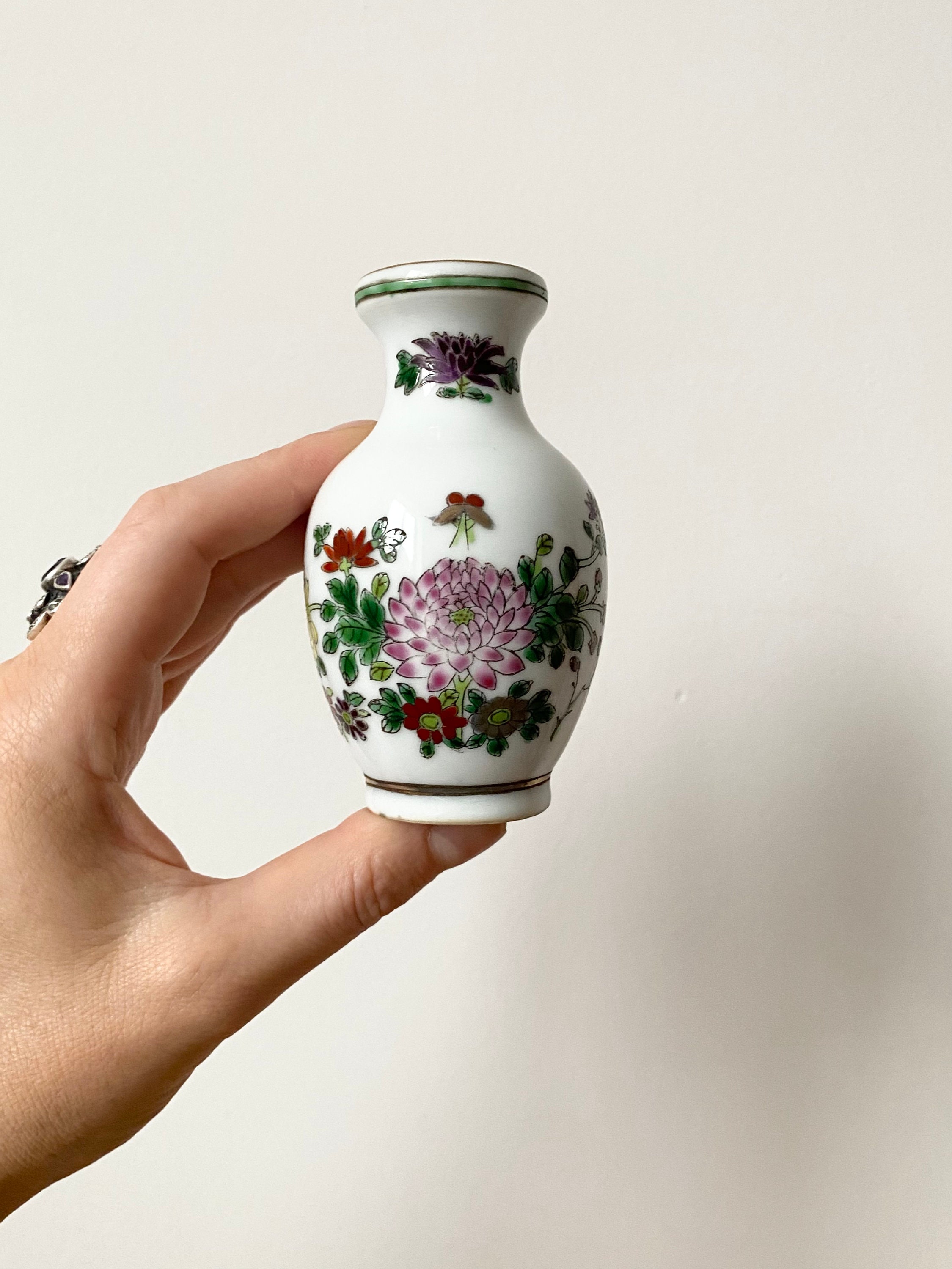 ミニ中国磁器花瓶、手描き花瓶 - Etsy 日本